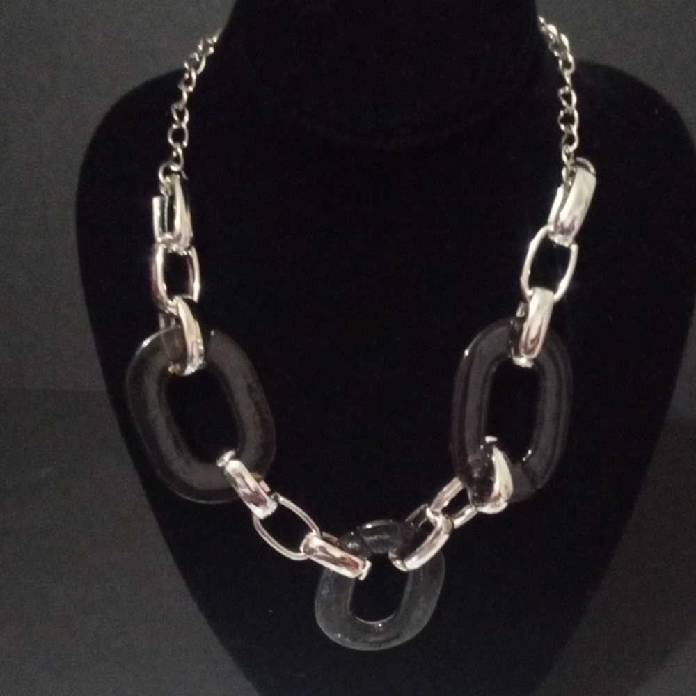 Paparazzi Silver and Black Statement Necklace